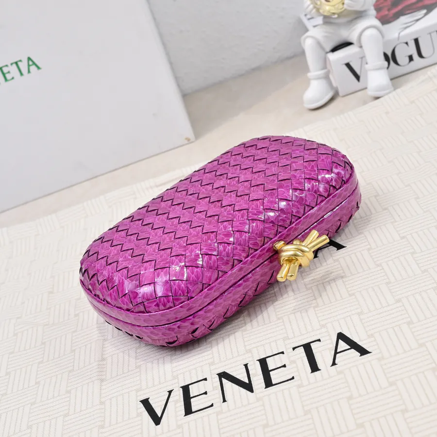BV Knot Snake Skin Evening Bag