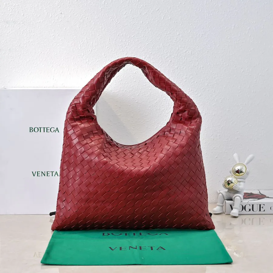 Bv New Medium HOP Bag with Woven Leather Handle