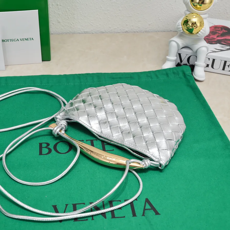 BV Mini Sardine Elegant Bucket Bag with Metallic Handles