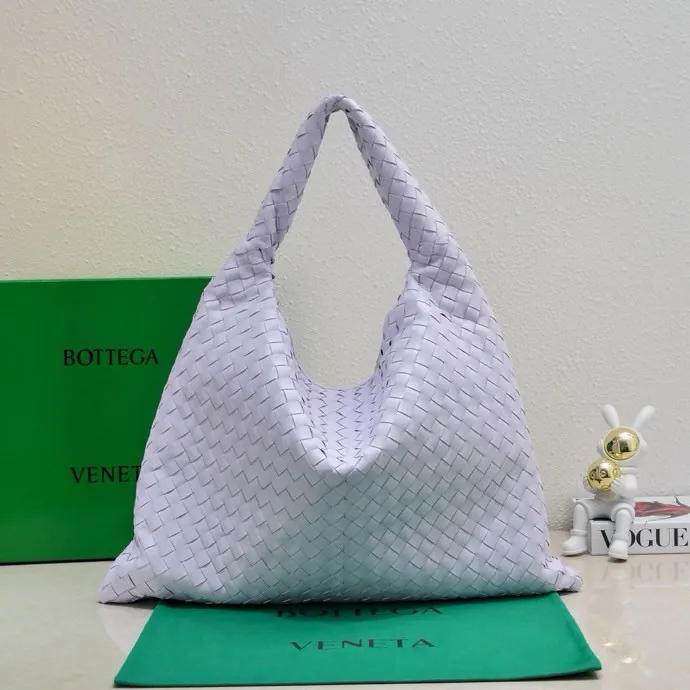Bv New Large HOP Bag with Woven Leather Handle