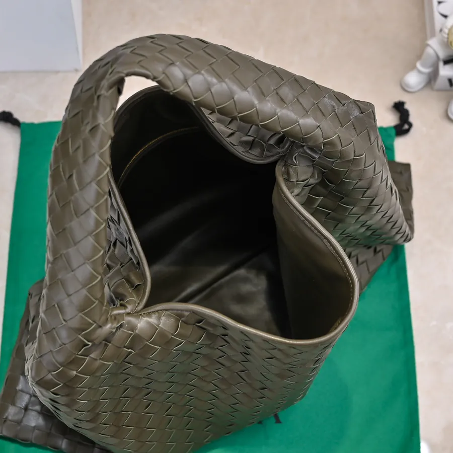 Bv New Large HOP Bag with Full Leather Weave Handle