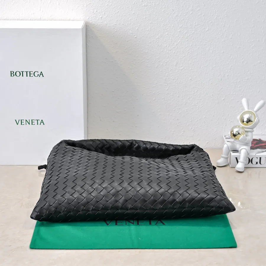 Bv New Medium HOP Bag with Grained Calfskin and Woven Handles