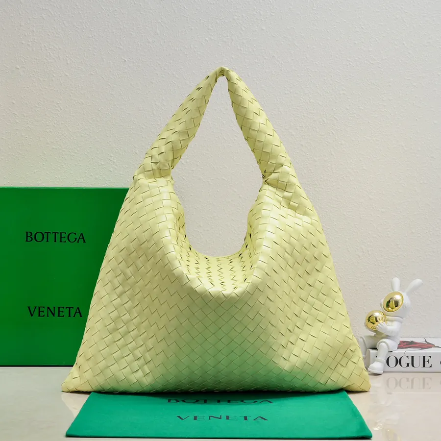 Bv New Large HOP Bag with Woven Leather Handle