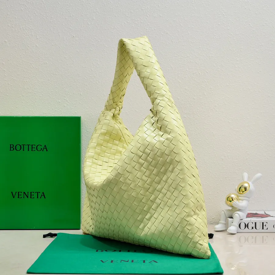 Bv New Large HOP Bag with Woven Leather Handle