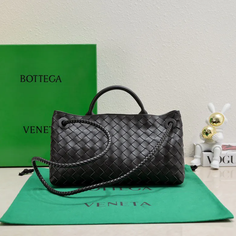 Bottega Veneta Andiamo Handbag Classic Leather Weave with Gold Tassel