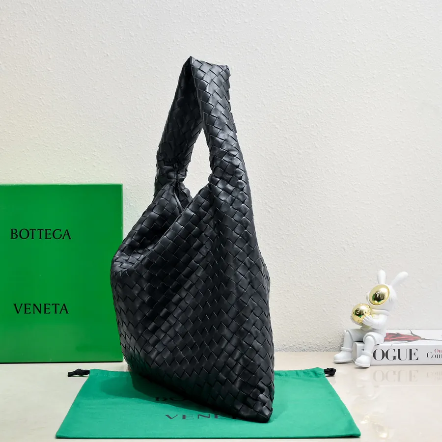 Bv New Large HOP Bag with Woven Leather Handle