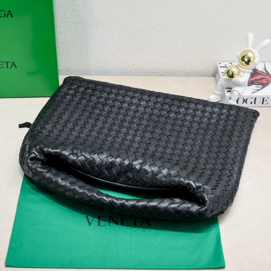 Bv New Large HOP Bag with Woven Leather Handle