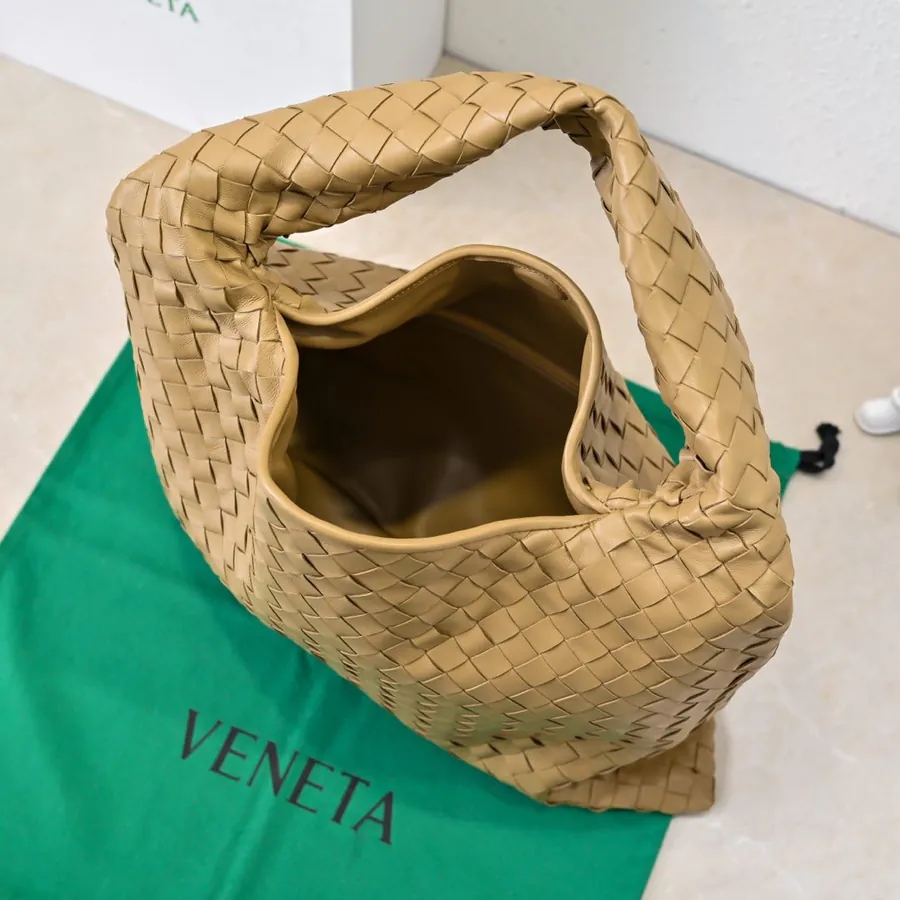 Bv New Medium HOP Bag with Woven Leather Handle