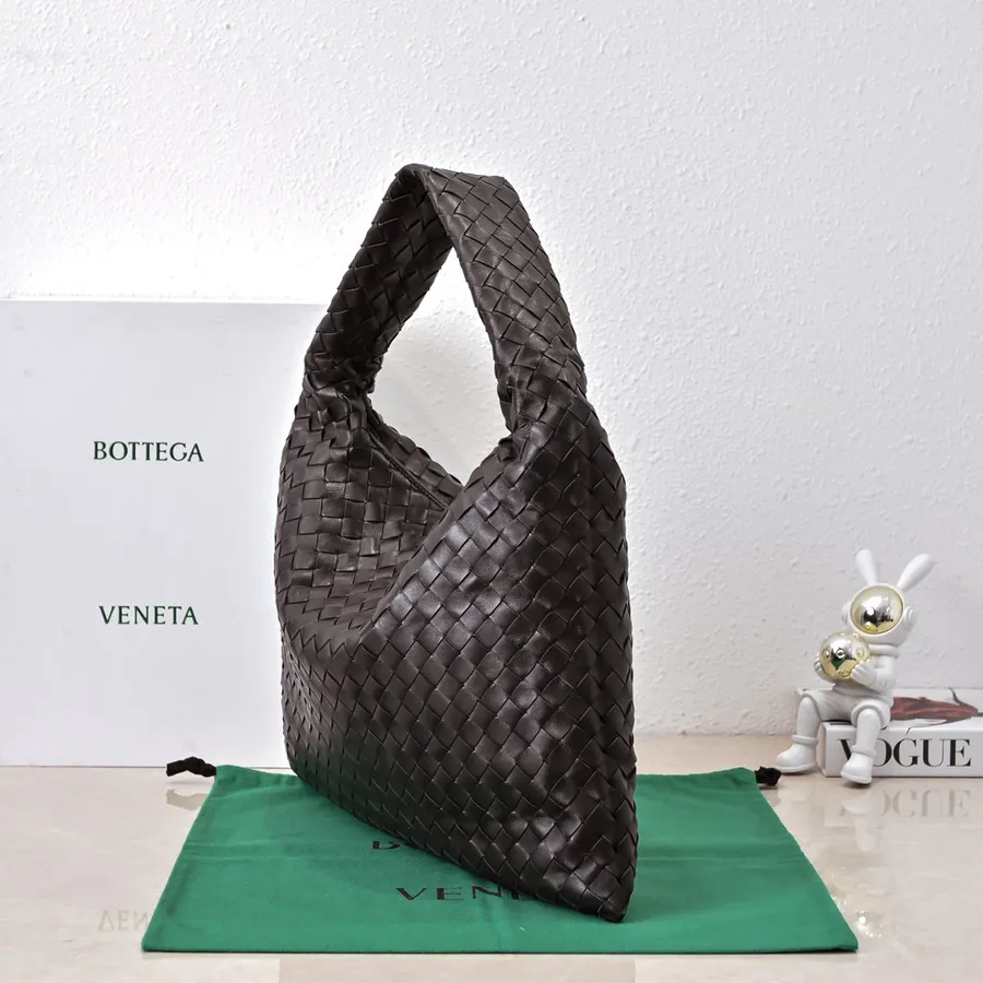 Bv New Medium HOP Bag with Woven Leather Handle