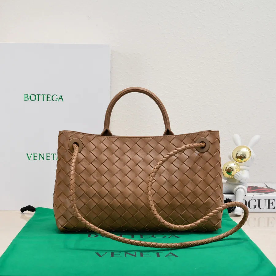 Bottega Veneta Andiamo Handbag Classic Leather Weave with Gold Tassel