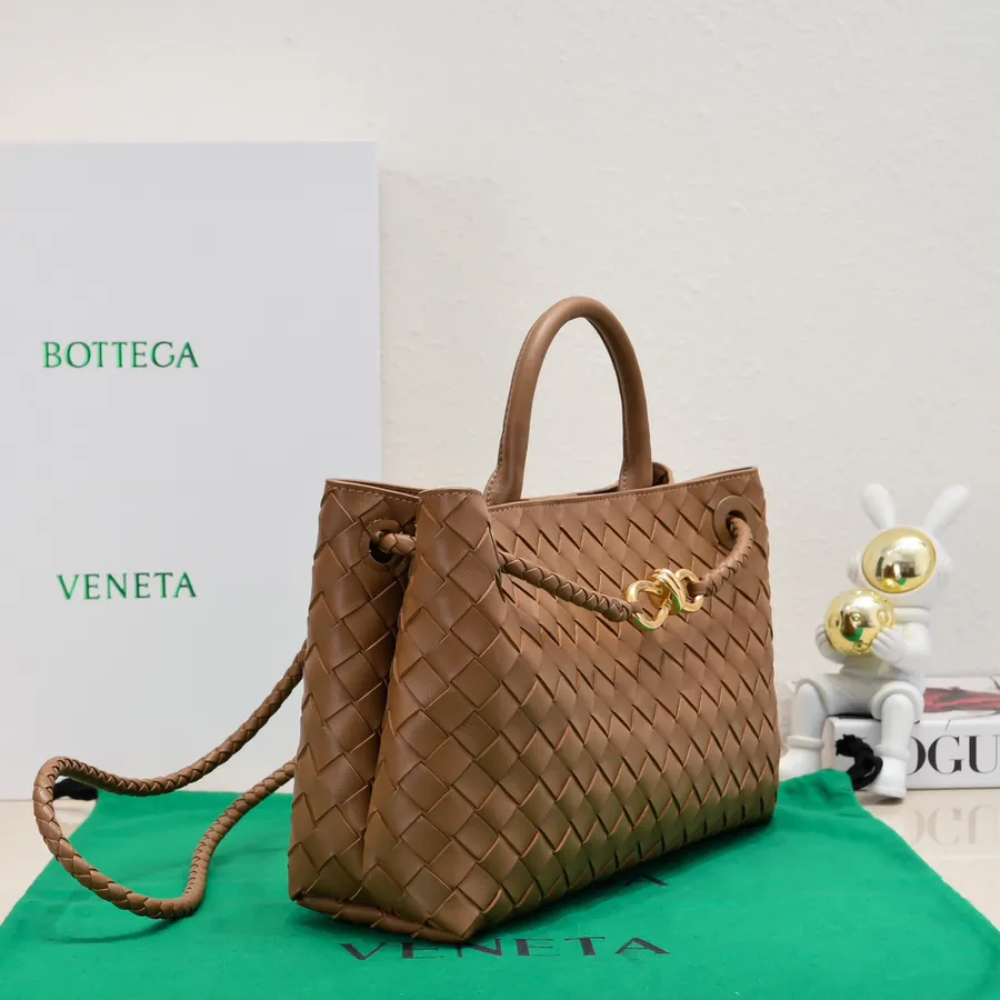 Bottega Veneta Andiamo Handbag Classic Leather Weave with Gold Tassel