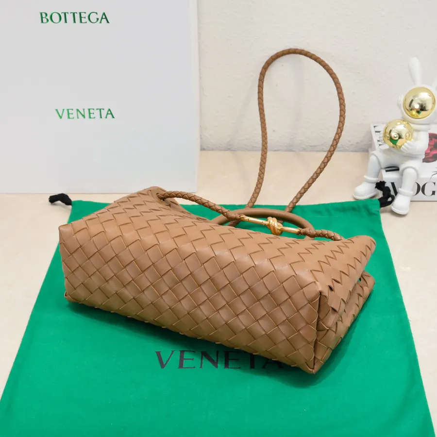 Bottega Veneta Andiamo Handbag Classic Leather Weave with Gold Tassel