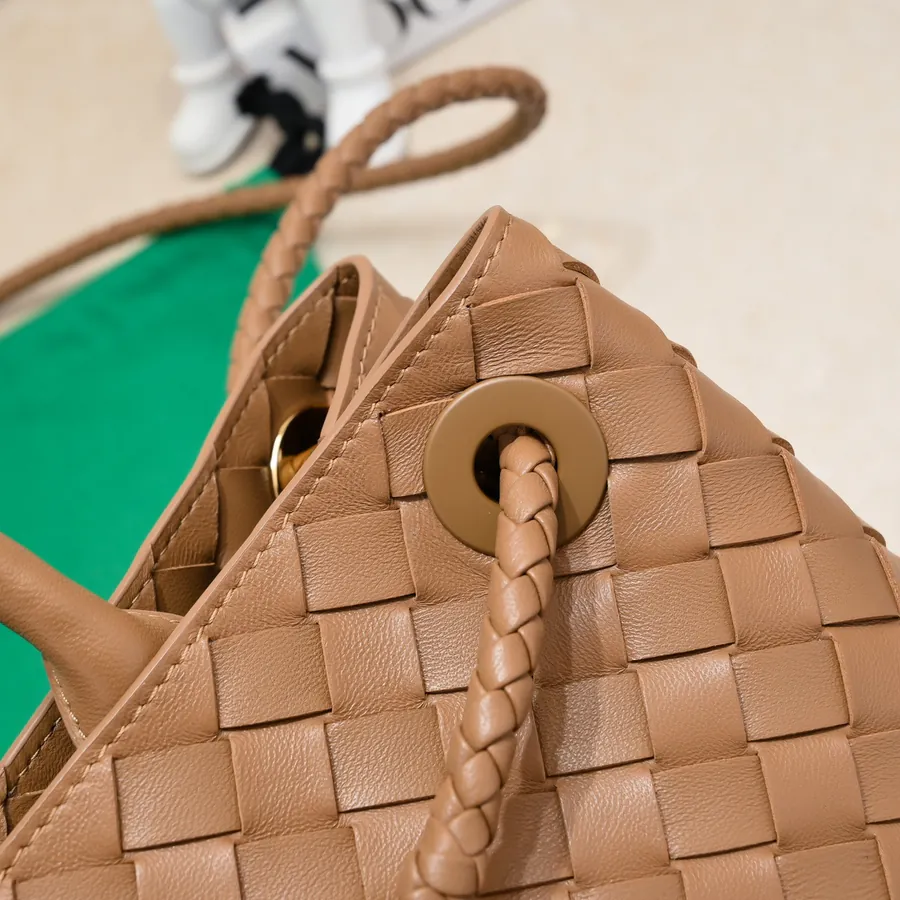 Bottega Veneta Andiamo Handbag Classic Leather Weave with Gold Tassel