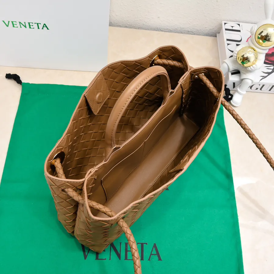 Bottega Veneta Andiamo Handbag Classic Leather Weave with Gold Tassel