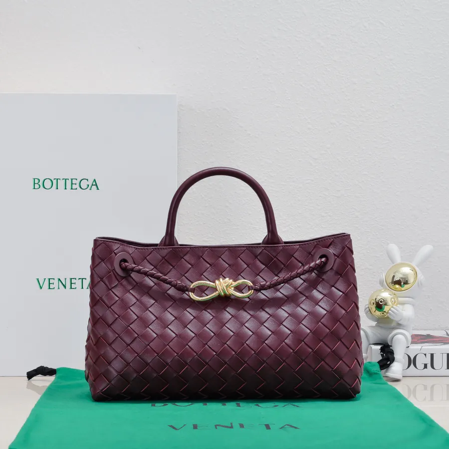 Bottega Veneta Andiamo Handbag Classic Leather Weave with Gold Tassel
