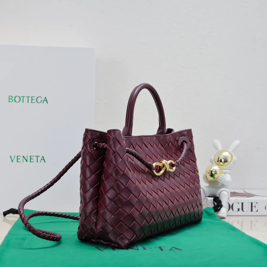 Bottega Veneta Andiamo Handbag Classic Leather Weave with Gold Tassel