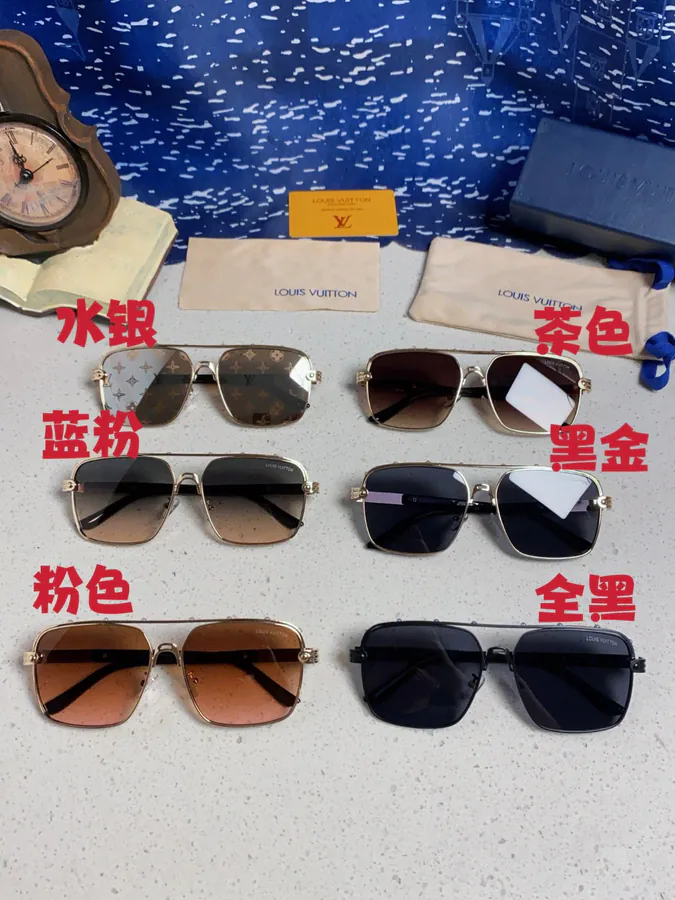 P80 Louis Vuitton 2025 New Vintage Street Style Men's Double Frame Metal Sunglasses