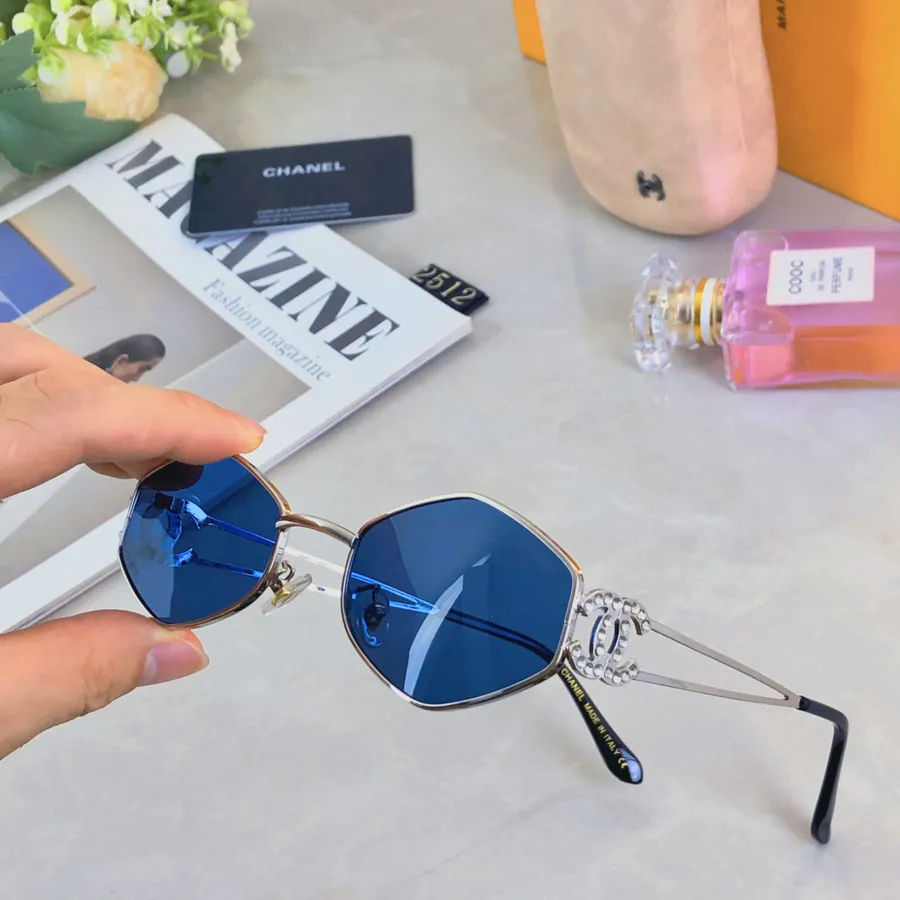 Chane* Fashion Sunglasses for Women Metal Rhombus Frame Polygon Street Style Travel Sun Glasses