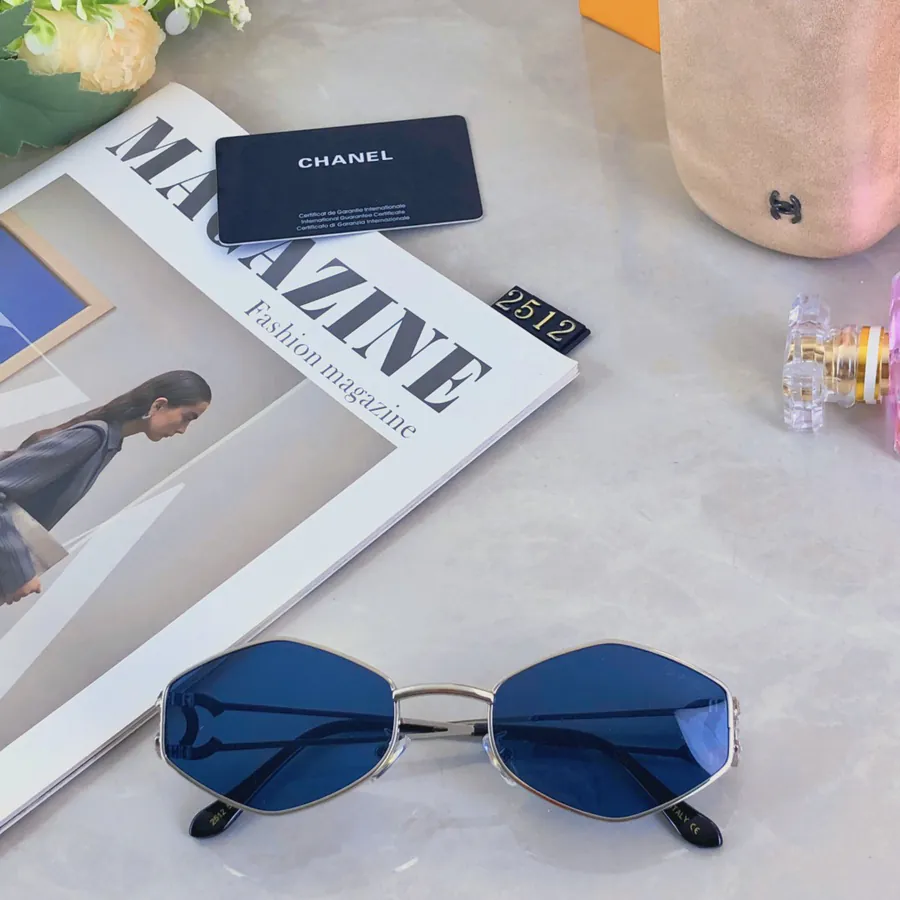Chane* Fashion Sunglasses for Women Metal Rhombus Frame Polygon Street Style Travel Sun Glasses