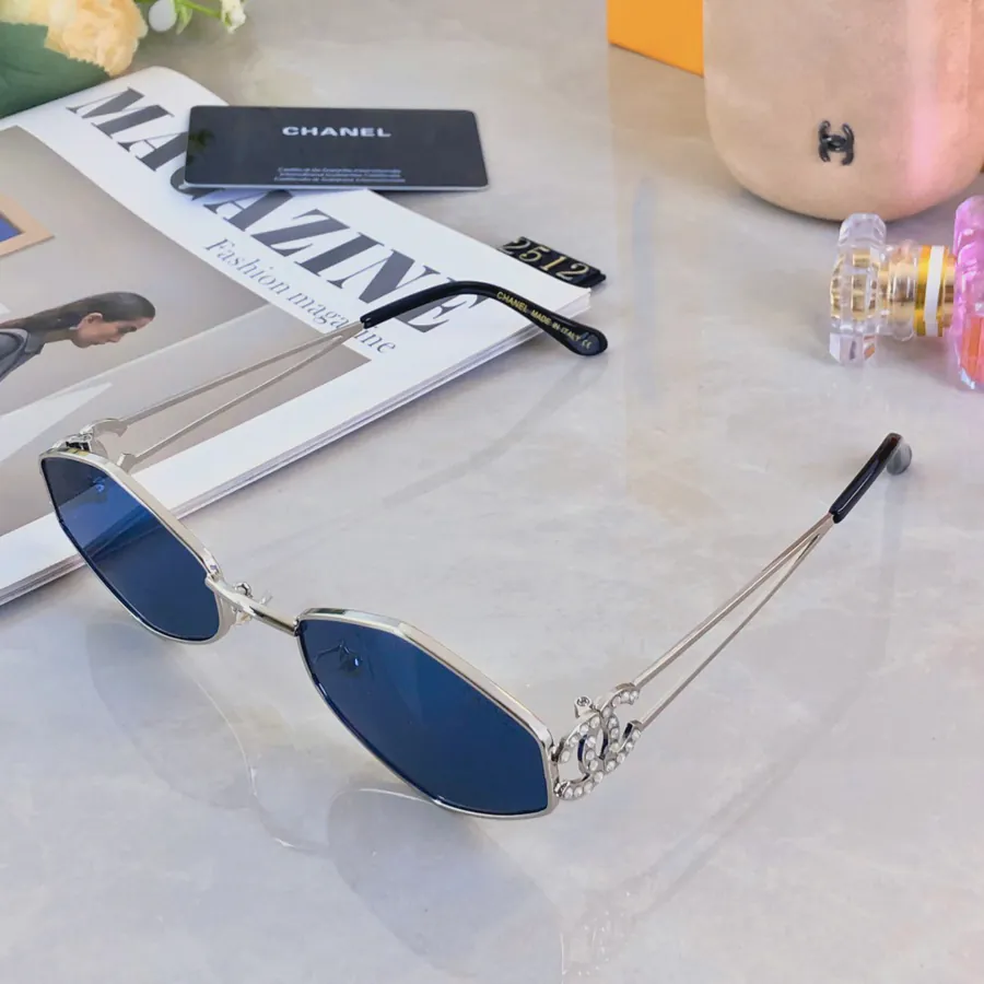 Chane* Fashion Sunglasses for Women Metal Rhombus Frame Polygon Street Style Travel Sun Glasses