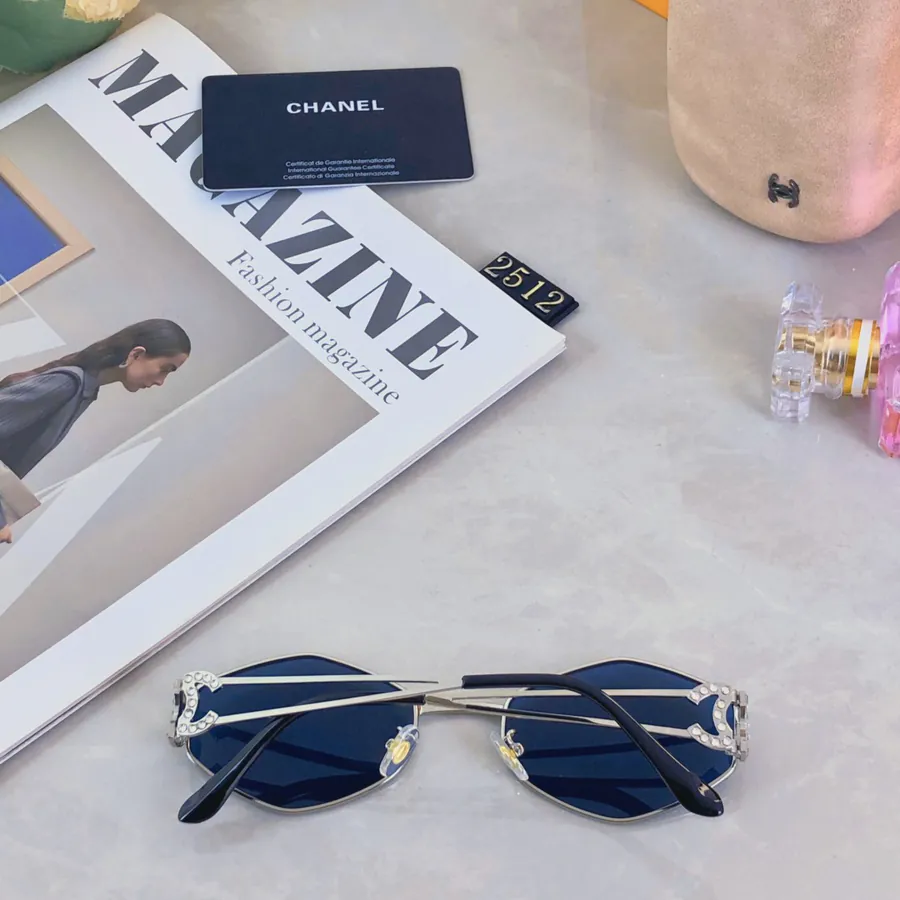 Chane* Fashion Sunglasses for Women Metal Rhombus Frame Polygon Street Style Travel Sun Glasses