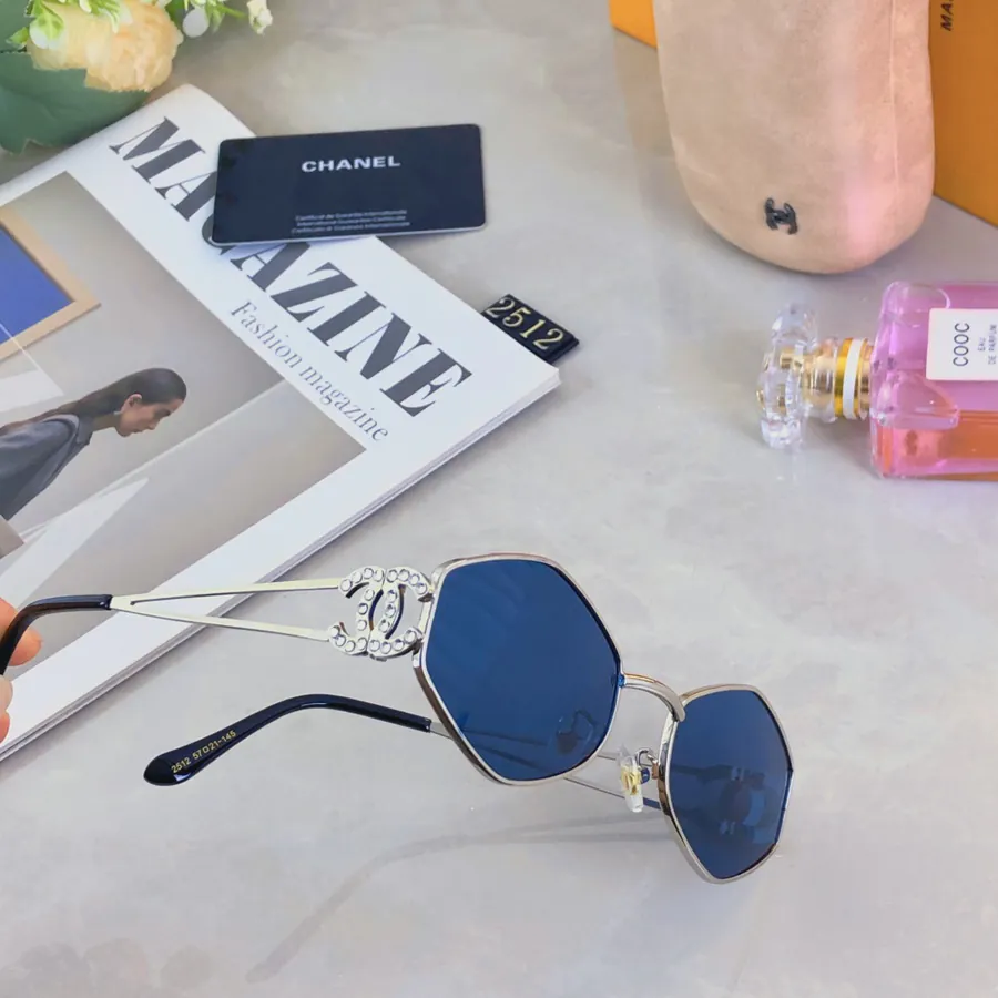 Chane* Fashion Sunglasses for Women Metal Rhombus Frame Polygon Street Style Travel Sun Glasses