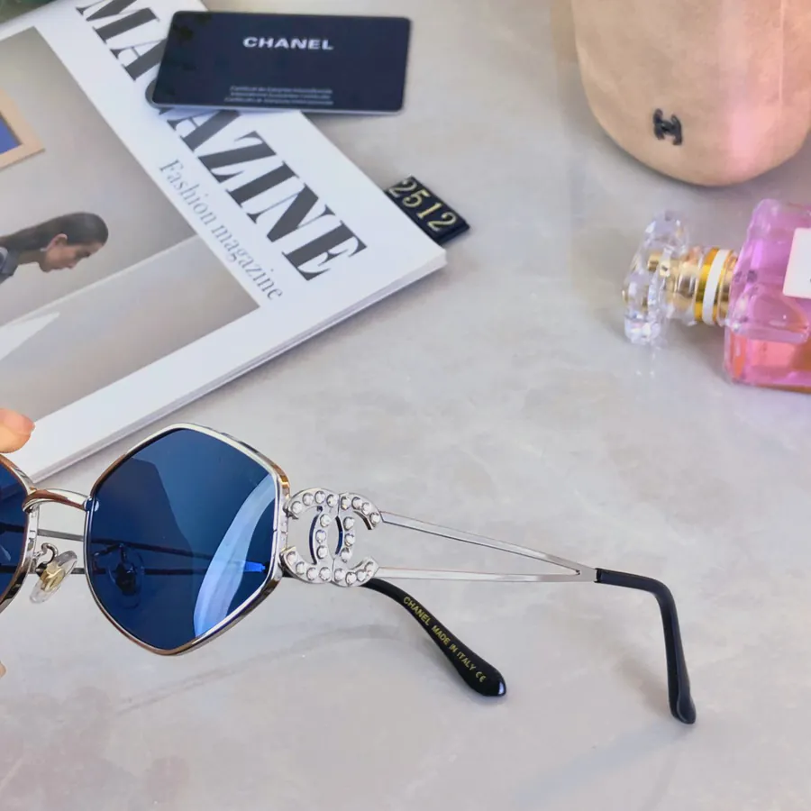 Chane* Fashion Sunglasses for Women Metal Rhombus Frame Polygon Street Style Travel Sun Glasses