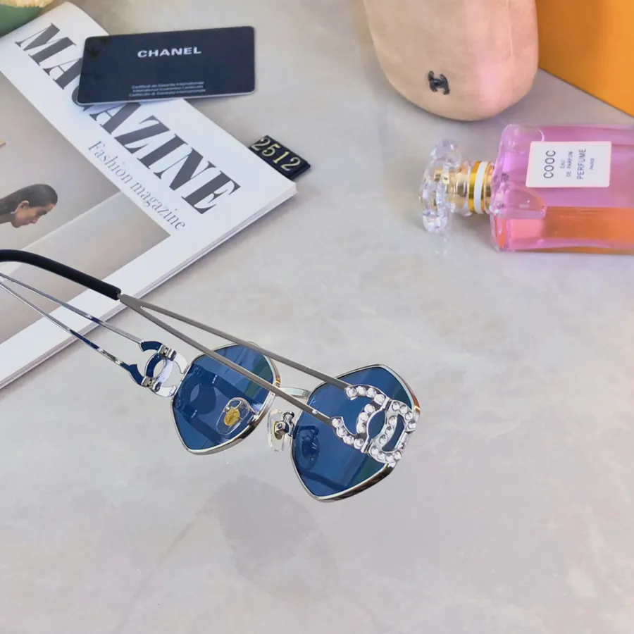 Chane* Fashion Sunglasses for Women Metal Rhombus Frame Polygon Street Style Travel Sun Glasses
