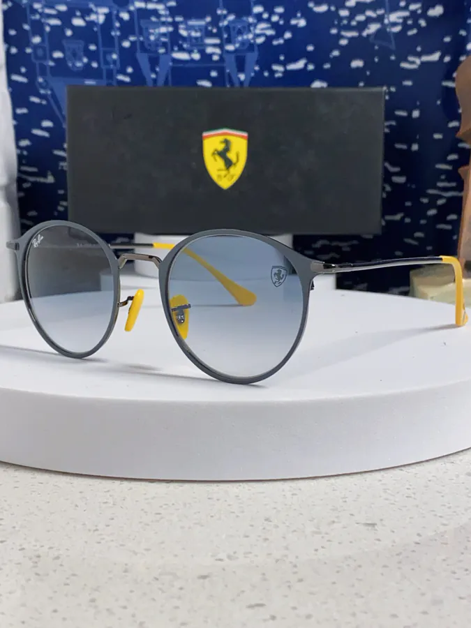 RayBan RayBan Ferrari Collaboration 2025 New Trendy Round Metal Sunglasses for Driving