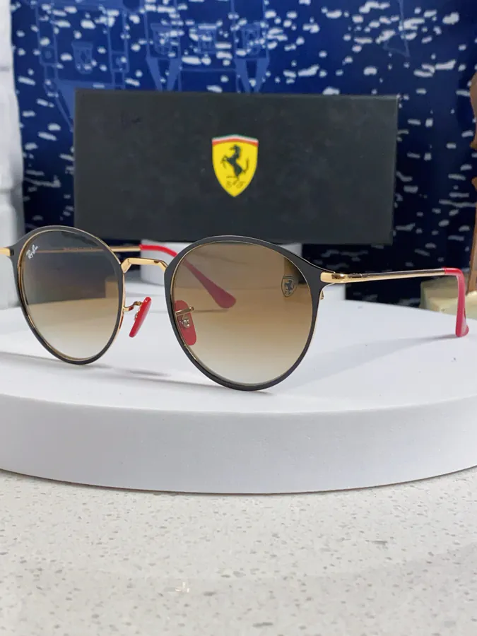 RayBan RayBan Ferrari Collaboration 2025 New Fashion Round Metal Sunglasses for Men and Women