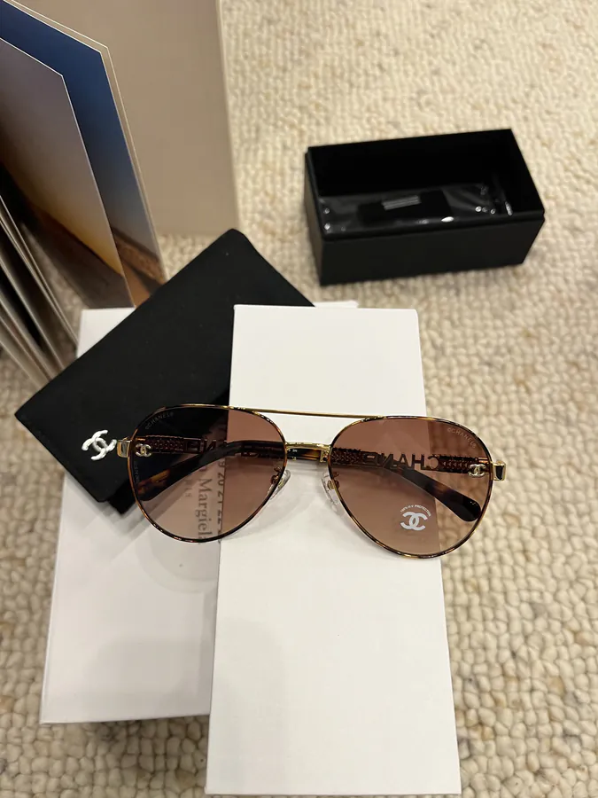 Ch4225 Double Frame Aviator Froggy Sunglasses with Letter Weaving