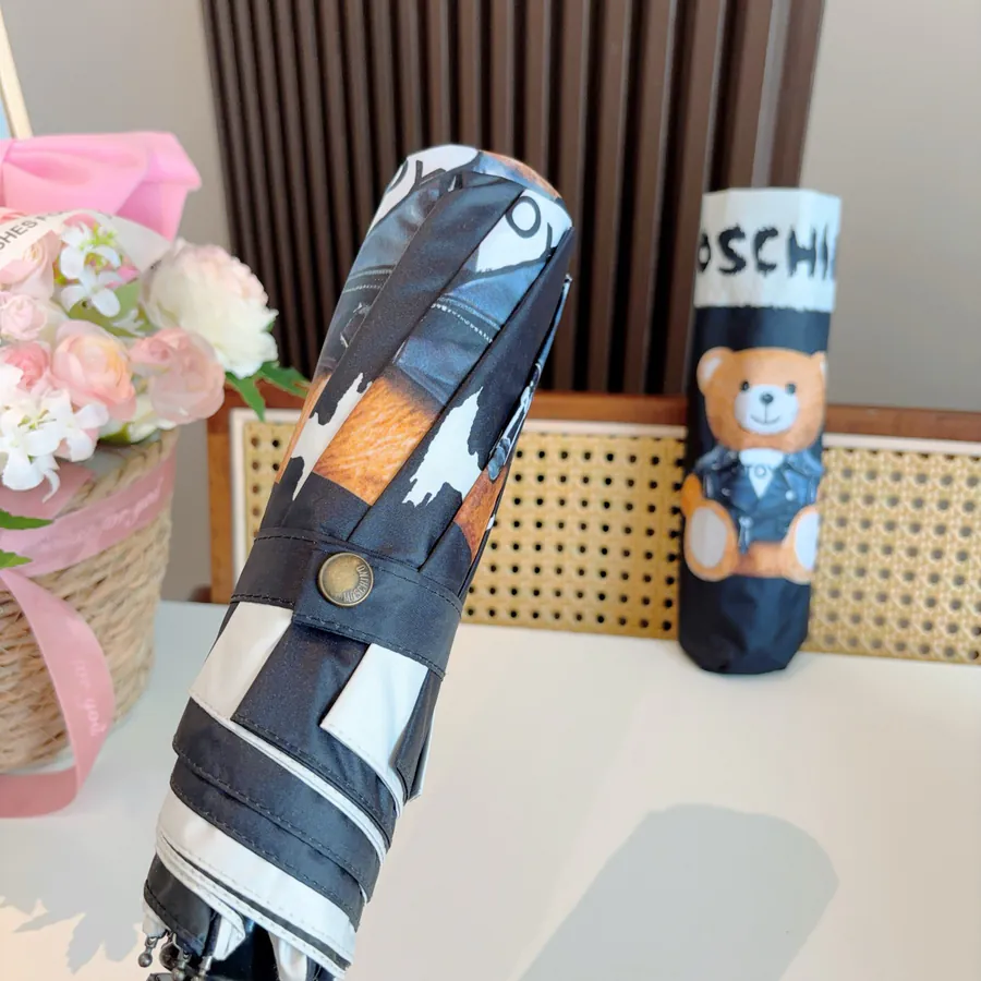 Moschino Bear Handle Tri Fold Automatic Umbrella