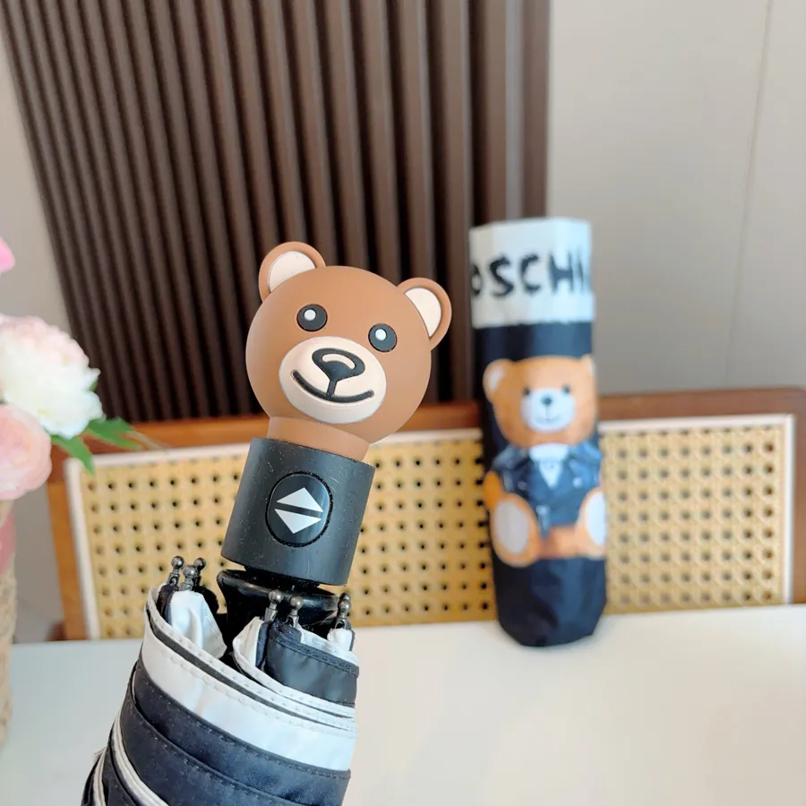 Moschino Bear Handle Tri Fold Automatic Umbrella