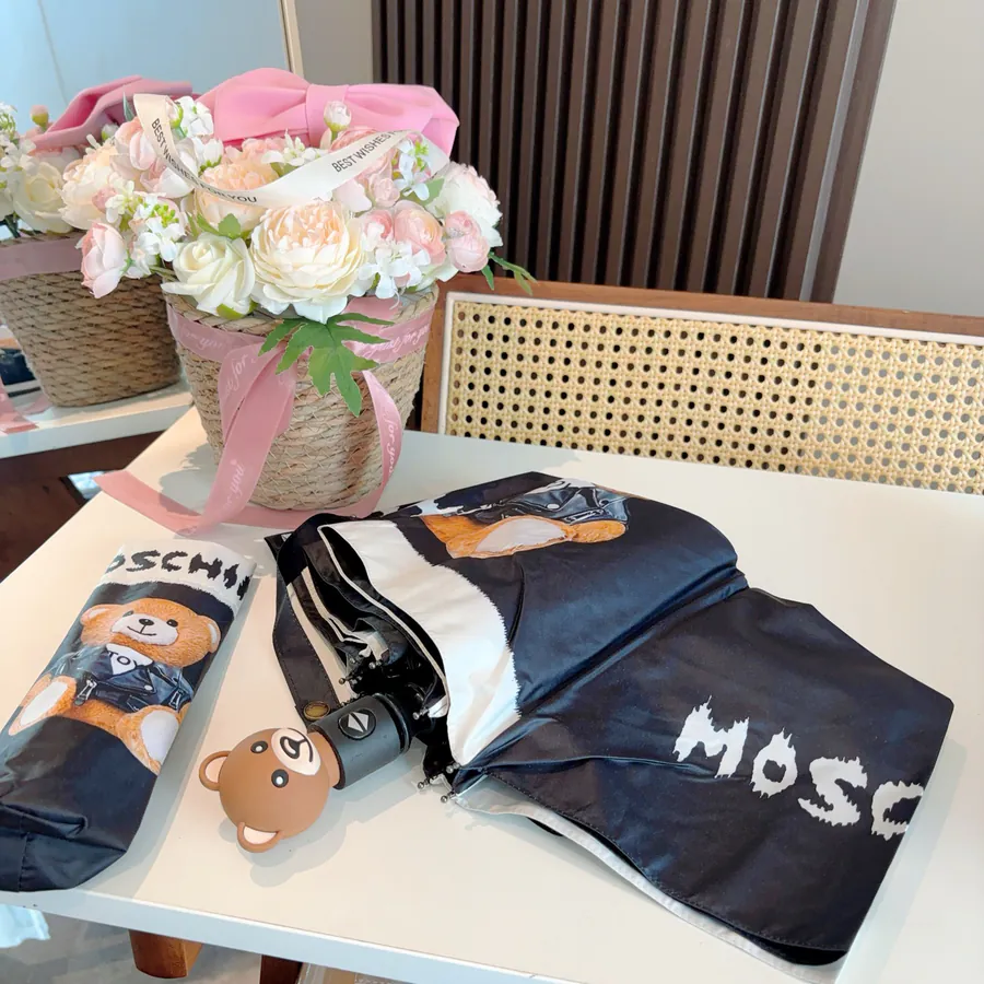 Moschino Bear Handle Tri Fold Automatic Umbrella