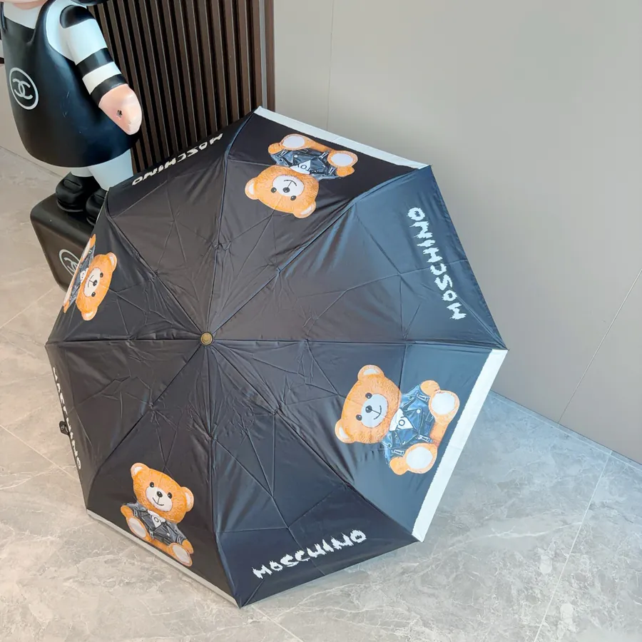 Moschino Bear Handle Tri Fold Automatic Umbrella