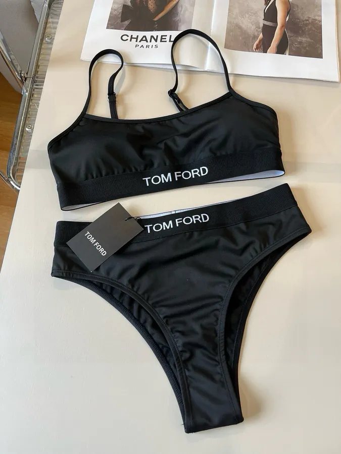 TOMFORD Vintage Strapless Triangle Pant Set, Black and White