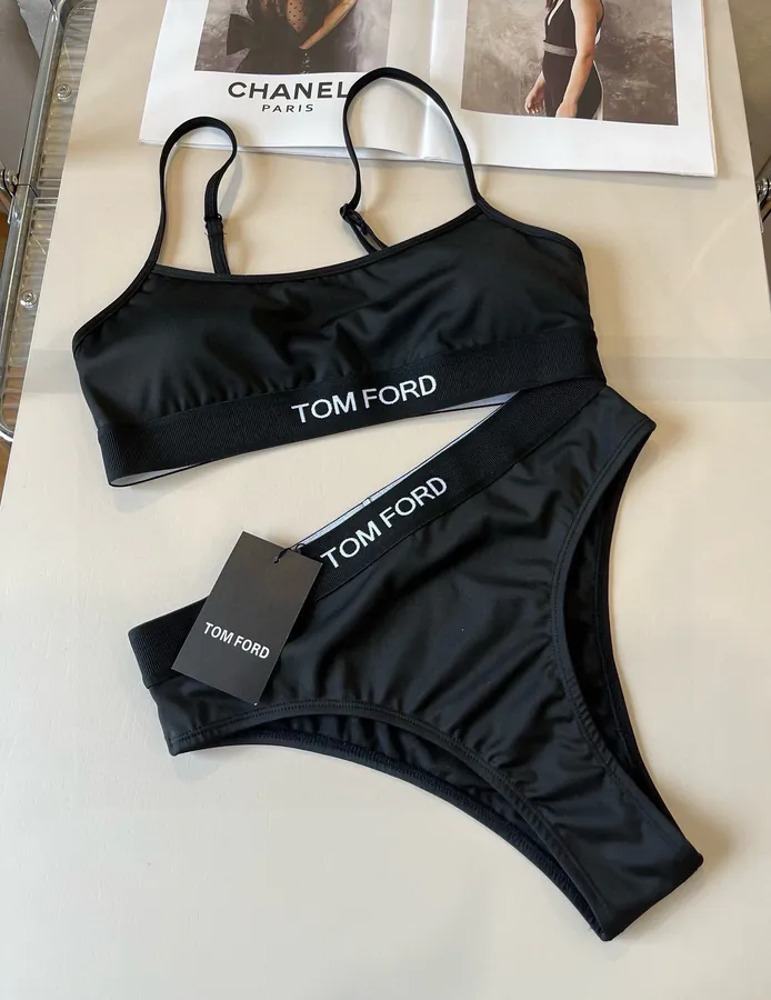 TOMFORD Vintage Strapless Triangle Pant Set, Black and White
