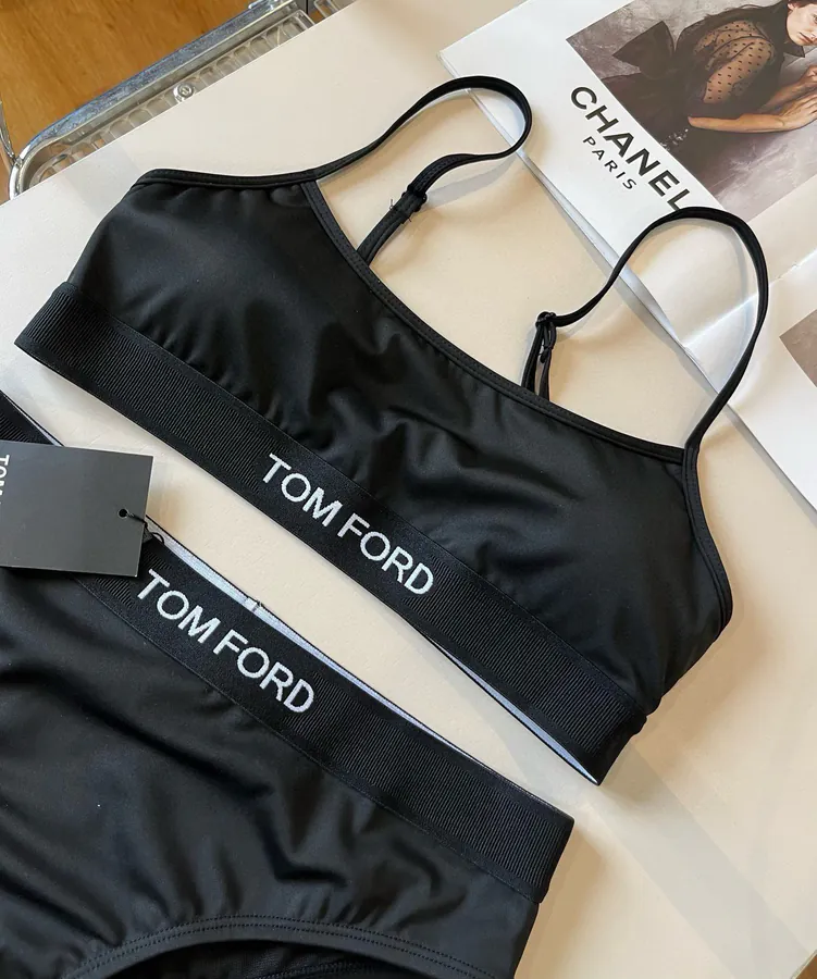 TOMFORD Vintage Strapless Triangle Pant Set, Black and White