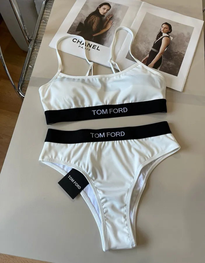 TOMFORD Vintage Strapless Triangle Pant Set, Black and White