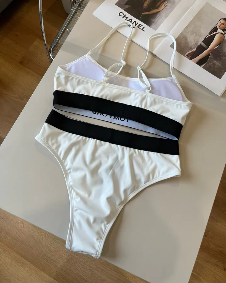 TOMFORD Vintage Strapless Triangle Pant Set, Black and White