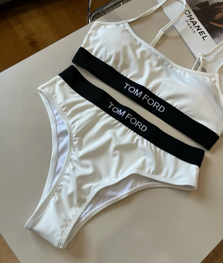 TOMFORD Vintage Strapless Triangle Pant Set, Black and White