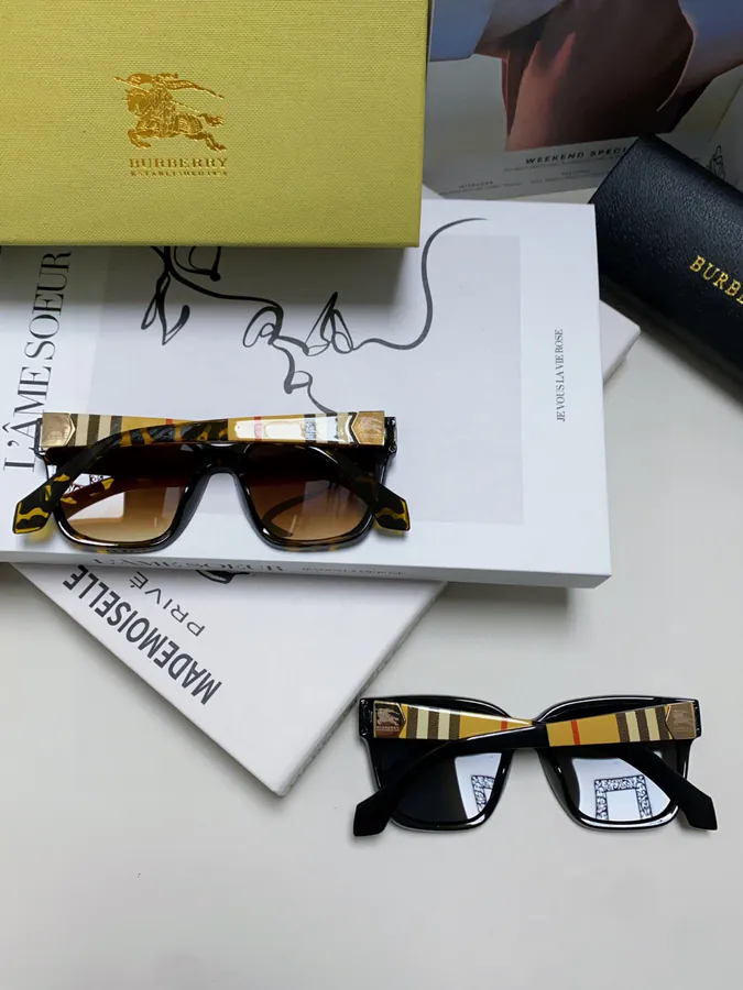 Burberry 2025 New Sun Glasses for Men Classic Tartan Design