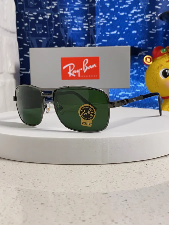 RayBan 2025 New Mens Grained Calfskin Square Frame Sunglasses