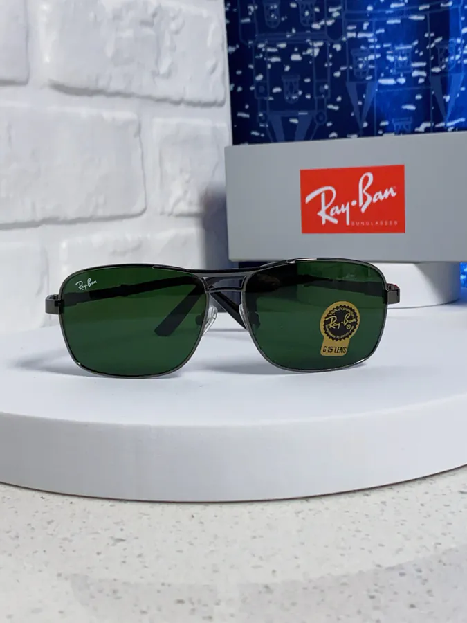 RayBan 2025 New Mens Grained Calfskin Square Frame Sunglasses