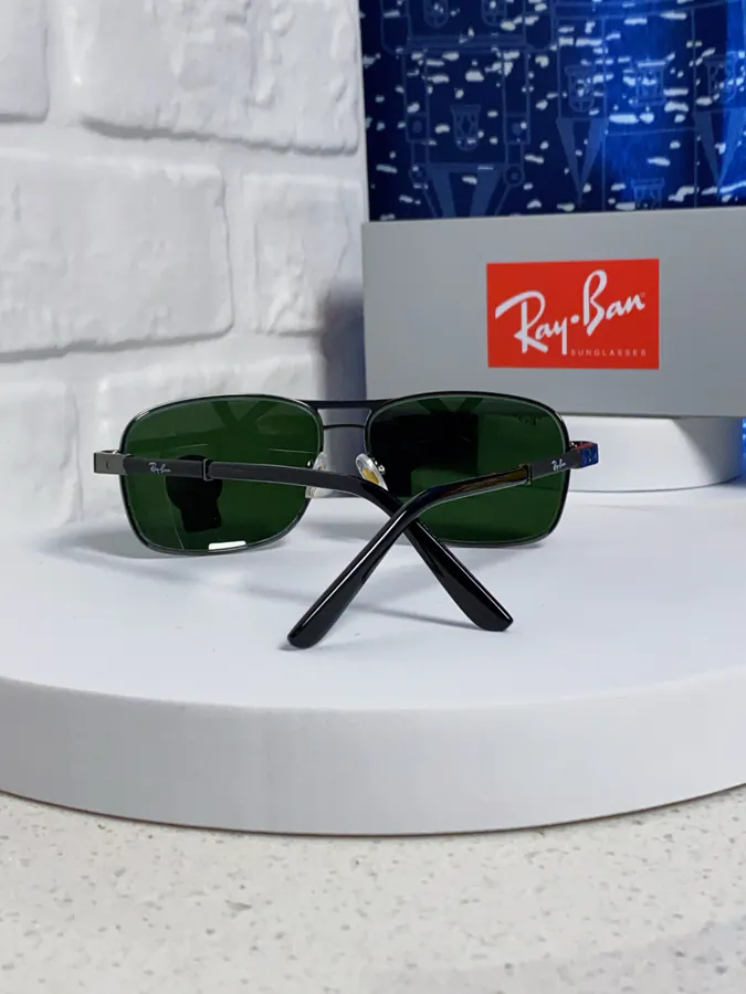 RayBan 2025 New Mens Grained Calfskin Square Frame Sunglasses