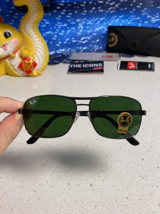 RayBan 2025 New Mens Grained Calfskin Square Frame Sunglasses