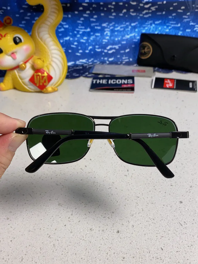 RayBan 2025 New Mens Grained Calfskin Square Frame Sunglasses