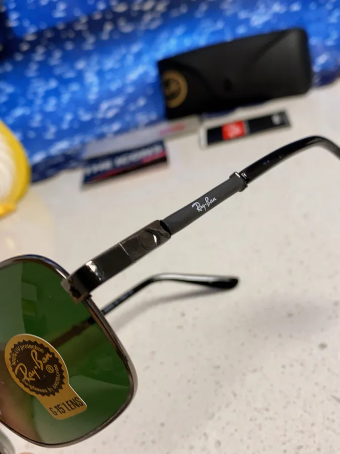 RayBan 2025 New Mens Grained Calfskin Square Frame Sunglasses