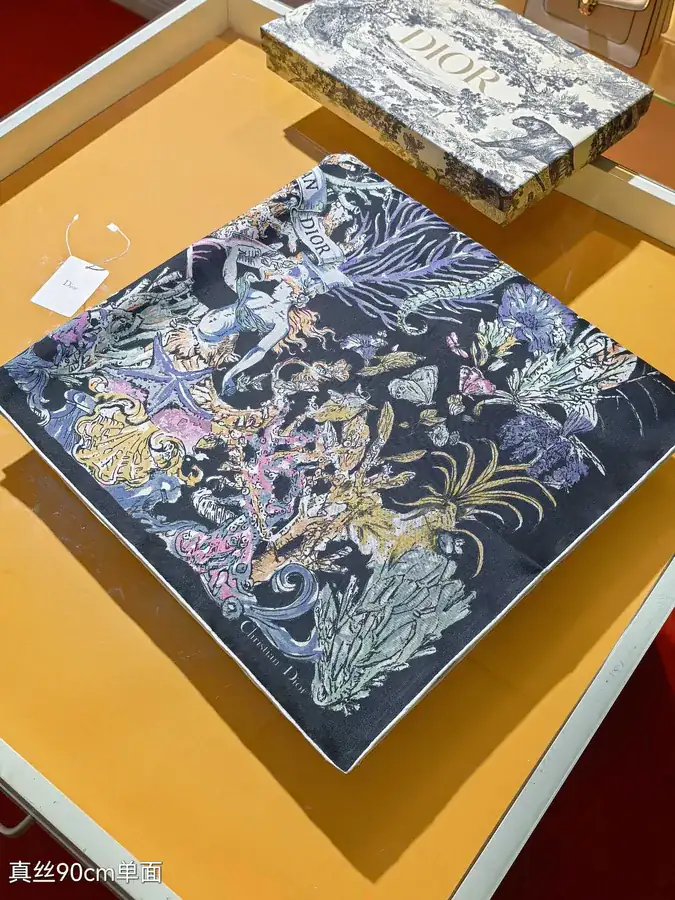 Cabinet de la Mer Pattern Print Silk Scarf