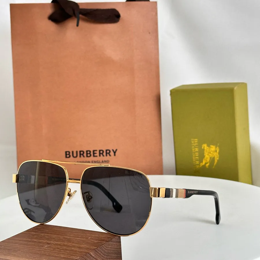 Burberry Men's Patterned Aviator Sunglasses
